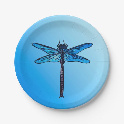  Japanse dragonfly, saffierblauw Papieren Bordje (Voorkant)