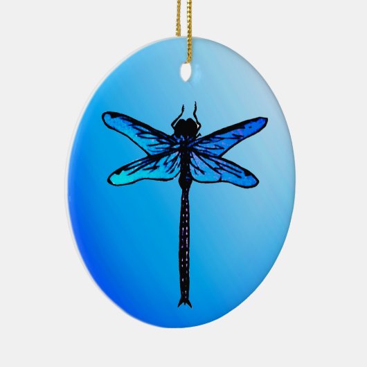  Japanse dragonfly, Sapphire Blue-keramisch Keramisch Ornament (Rechts)