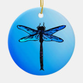  Japanse dragonfly, Sapphire Blue-keramisch Keramisch Ornament (Voorkant)
