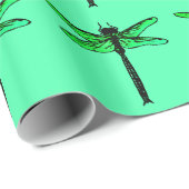 Japanse Dragonfly, smaragdgroen Cadeaupapier (Rol Hoek)