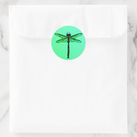  Japanse Dragonfly, smaragdgroen Ronde Sticker (Tas)