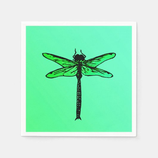 Japanse Dragonfly, smaragdgroen Servetten (Voorkant)