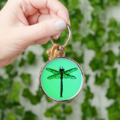 Japanse Dragonfly, smaragdgroen Sleutelhanger (Hand)