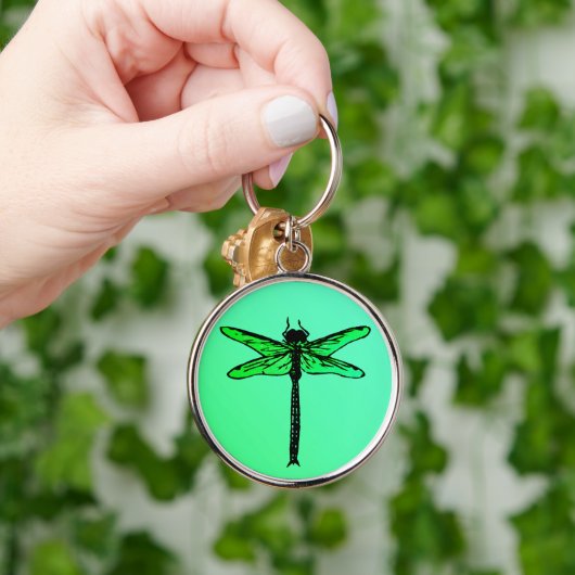  Japanse Dragonfly, smaragdgroen Sleutelhanger (Hand)