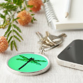 Japanse Dragonfly, smaragdgroen Sleutelhanger (Zijkant)