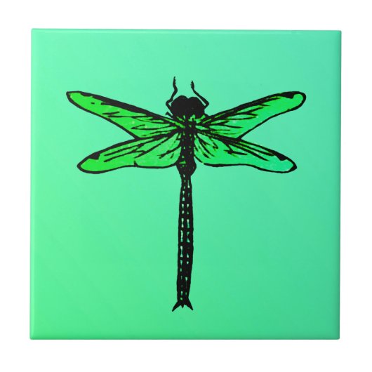 Japanse Dragonfly, smaragdgroen Tegeltje (Voorkant)