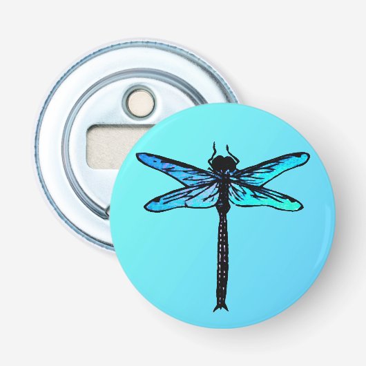 Japanse dragonfly, turkooisblauw Button Flesopener (Voorkant)