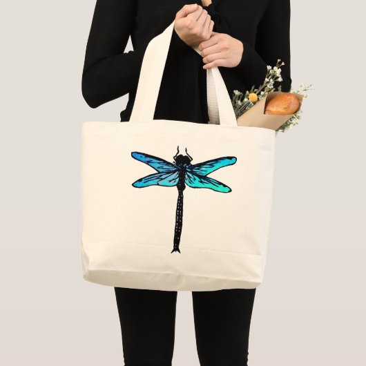  Japanse dragonfly, turkooisblauw Grote Tote Bag (Voorkant (product))