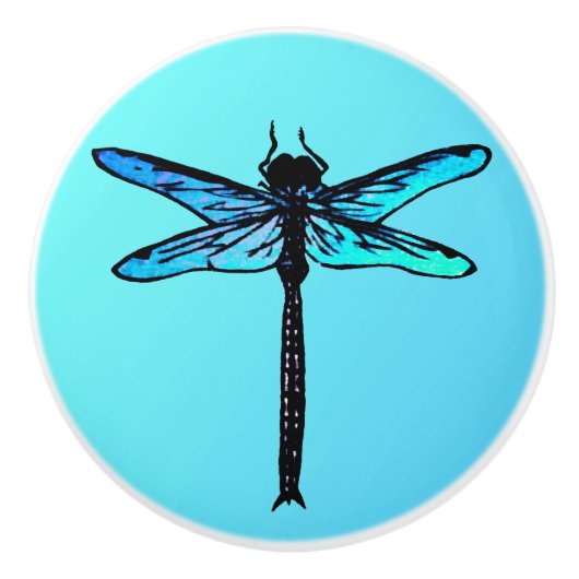  Japanse dragonfly, turkooisblauw Keramische Knop (Voorkant)