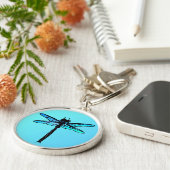  Japanse dragonfly, turkooisblauw Sleutelhanger (Zijkant)