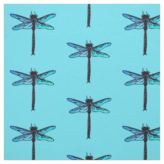  Japanse dragonfly, turkooisblauw Stof (Swatch)