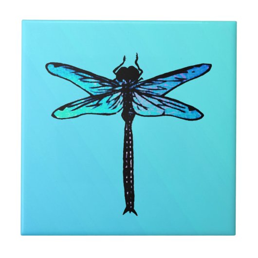  Japanse dragonfly, turkooisblauw Tegeltje (Voorkant)