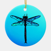  Japanse dragonfly, Turquoise Blue Ceramic Keramisch Ornament (Voorkant)