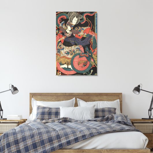 Japanse drakenkunst Canvas Afdruk (Insitu (Slaapkamer))