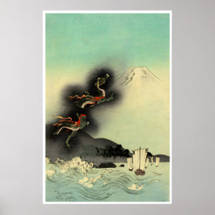 Japanse Drakenkunst Mt Fuji Print Japan Poster