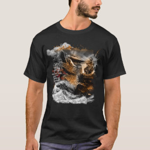 Japanse drakensamurai krijger t-shirt