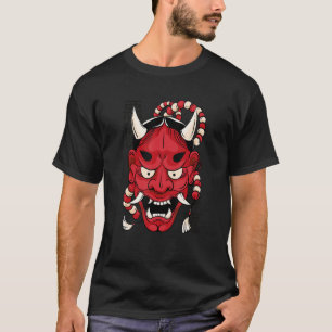 Japanse Duivel Masker Mooie Unieke Leuke Kunst T-shirt