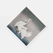 Japanse Egrets Koson Kraanvogels Winterse Sneeuw Servet (Hoek)