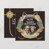 Japanse en Aziatische bloemenring met Mizuhiki Bedankkaart (Voorkant / Achterkant)