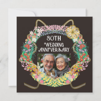 Japanse en Aziatische bloemenring met Mizuhiki Bedankkaart