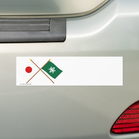 Japanse en Iwate Crossed Flags Bumpersticker (Op auto)