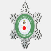 Japanse engel kerstvlag gepersonaliseerd tin sneeuwvlok ornament (Rechts)