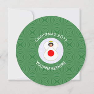 Japanse engel vlag Kerstmis Personaliseer Rond Kaart