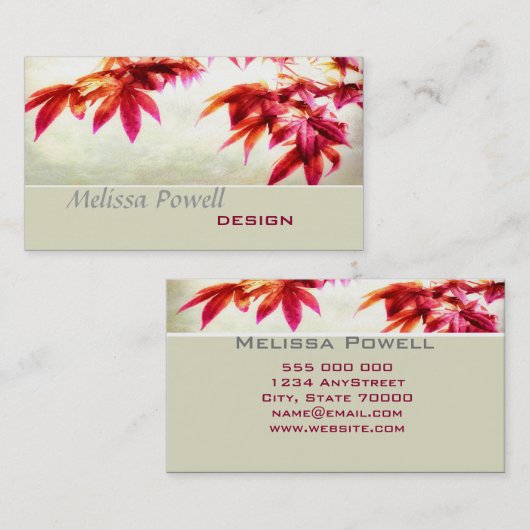 Japanse esdoorn natuur kunst aangepaste dubbelzijd visitekaartje (Voorkant / Achterkant)