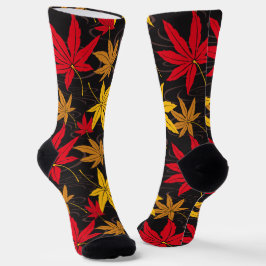 JAPANSE ESDOORNBLAD (ZWART) SOCKS SOKKEN