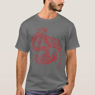 Japanse esthetiek Draak Rood okyo Aziatische Vinta T-shirt