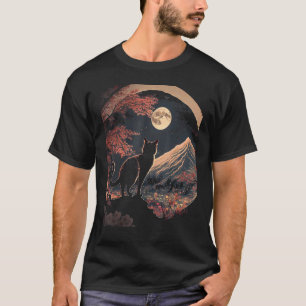 Japanse esthetiek Sakura-kersenbloesems cute kat T-shirt