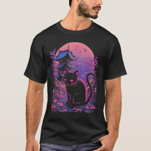 Japanse esthetiek Sakura kersenbloesems japan kat T-shirt