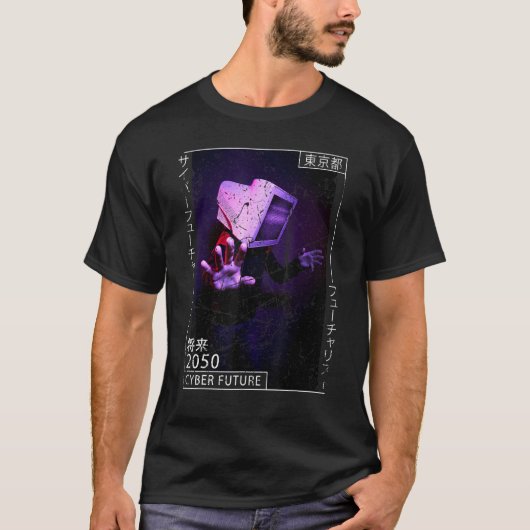 Japanse esthetische Cyberpunk Cyborg Japans 90 jaa T-shirt (Voorkant)