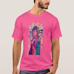 Japanse esthetische cyberpunk stijl Waifu meisje v T-shirt