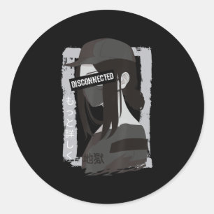 Japanse esthetische dampgolf losgekoppeld animo Gi Ronde Sticker