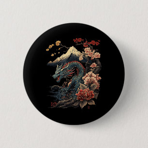 Japanse Esthetische Draak Japanse Kunst Japan Tatt Ronde Button 5,7 Cm