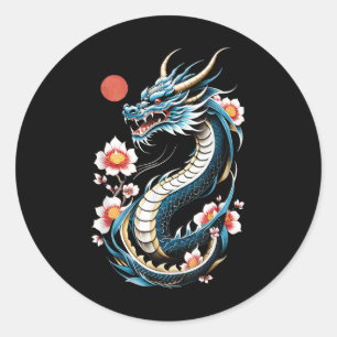 Japanse Esthetische Draak Japanse Kunst Japan Tatt Ronde Sticker