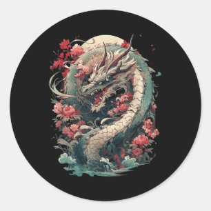 Japanse Esthetische Draak Japanse Kunst Japan Tatt Ronde Sticker