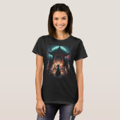 Japanse esthetische kat Sakura Cherry Blossoms T-shirt (Voorkant volledig)