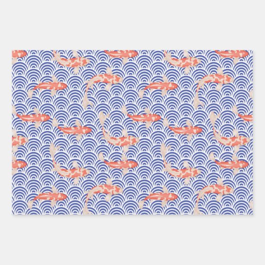 Japanse esthetische Koi Fish Inpakpapier Vel (Voorkant)
