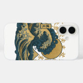 Japanse esthetische oceaangolven iPhone cover (Achterkant (horizontaal))