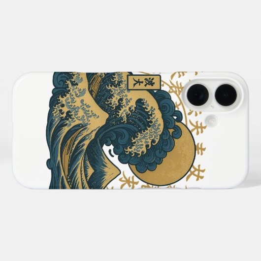 Japanse esthetische oceaangolven iPhone cover (Achterkant (horizontaal))