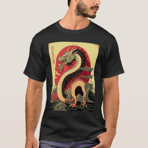 Japanse esthetische rode draak symbool Kanji Japan T-shirt