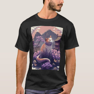 Japanse esthetische Sakura-kersenbloesem kat T-shirt