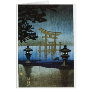Japanse Evening Rain Woodblock Art Ukiyo-e