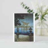 Japanse Evening Rain Woodblock Art Ukiyo-e Briefkaart (Staand voorkant)