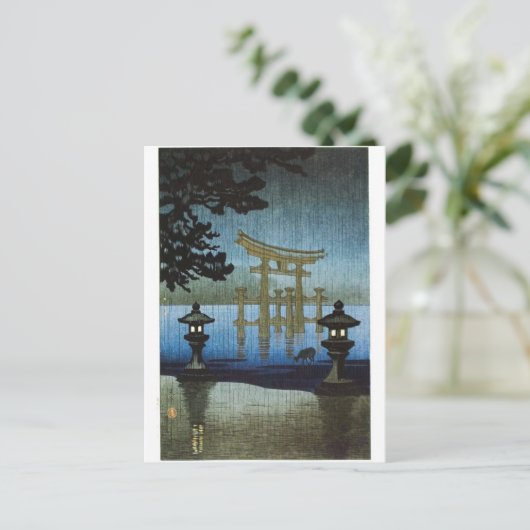 Japanse Evening Rain Woodblock Art Ukiyo-e Briefkaart (Staand voorkant)