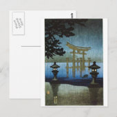 Japanse Evening Rain Woodblock Art Ukiyo-e Briefkaart (Voorkant / Achterkant)