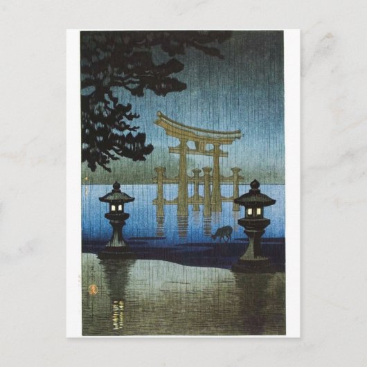 Japanse Evening Rain Woodblock Art Ukiyo-e Briefkaart (Voorkant)
