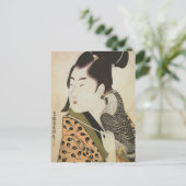 Japanse Falconer in een Kimono  Kunst Briefkaart (Staand voorkant)